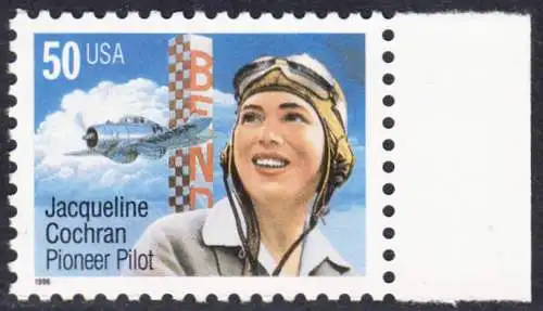 USA Michel 2700 / Scott 3066 postfrisch EINZELMARKE RAND rechts - Flugpioniere: Jacqueline Cochran (1906-1980)