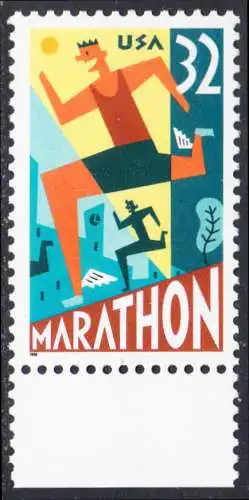 USA Michel 2703 / Scott 3067 postfrisch EINZELMARKE RAND unten (a3) - 100 Jahre Marathonlauf