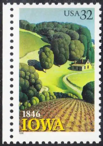 USA Michel 2751 / Scott 3088 postfrisch EINZELMARKE RAND links - 150 Jahre Staat lowa; Landschaft in Iowa