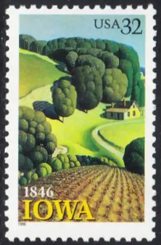 USA Michel 2751 / Scott 3088 postfrisch EINZELMARKE - 150 Jahre Staat lowa; Landschaft in Iowa