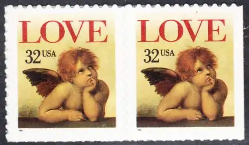 USA Michel 2690 / Scott 3030 postfrisch horiz.PAAR (aus Folioblatt) (a1) - Grußmarke: Engel