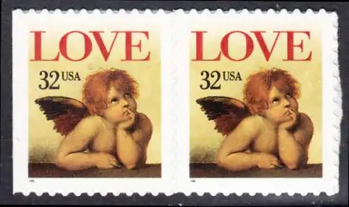 USA Michel 2690 / Scott 3030 postfrisch horiz.PAAR (aus Folioblatt) (a2) - Grußmarke: Engel