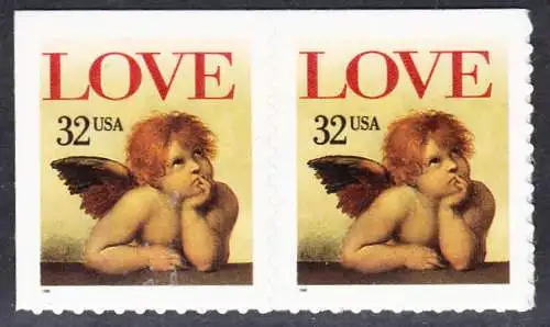 USA Michel 2690 / Scott 3030 postfrisch horiz.PAAR (aus Folioblatt) (a3) - Grußmarke: Engel