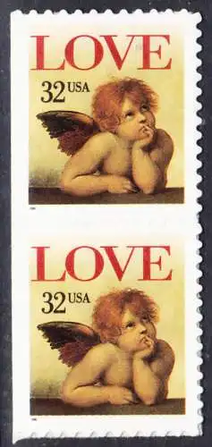 USA Michel 2690 / Scott 3030 postfrisch vert.PAAR (aus Folioblatt) (a1) - Grußmarke: Engel