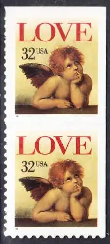 USA Michel 2690 / Scott 3030 postfrisch vert.PAAR (aus Folioblatt) (a2) - Grußmarke: Engel