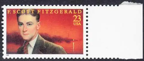 USA Michel 2768 / Scott 3104 postfrisch EINZELMARKE RAND rechts - 100. Geburtstag von Francis Scott Fitzgerald (1896-1940), Schriftsteller
