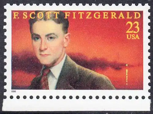 USA Michel 2768 / Scott 3104 postfrisch EINZELMARKE RAND unten - 100. Geburtstag von Francis Scott Fitzgerald (1896-1940), Schriftsteller