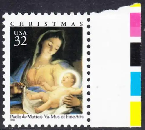USA Michel 2798 / Scott 3107 postfrisch EINZELMARKE RAND rechts - Weihnachten: Maria mit Kind