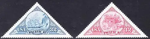 USA Michel 2810-2811 / Scott 3130-3131 postfrisch SATZ(2) EINZELMARKEN - Internationale Briefmarkenausstellung PACIFIC ’97, San Francisco