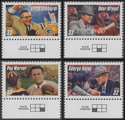 USA Michel 2874-2877 / Scott 3147-3150 postfrisch SATZ(4) EINZELMARKEN RÄNDER unten - Football-Trainer