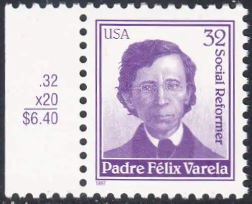 USA Michel 2891 / Scott 3166 postfrisch EINZELMARKE RAND links (a2) - Felix Francisco de la Concepcion Varela y Morales