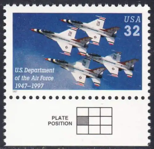 USA Michel 2892 / Scott 3167 postfrisch EINZELMARKE RAND unten - 50 Jahre Luftwaffenministerium