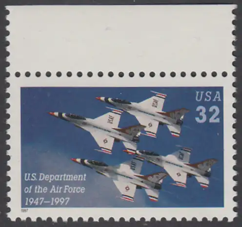 USA Michel 2892 / Scott 3167 postfrisch EINZELMARKE RAND oben - 50 Jahre Luftwaffenministerium