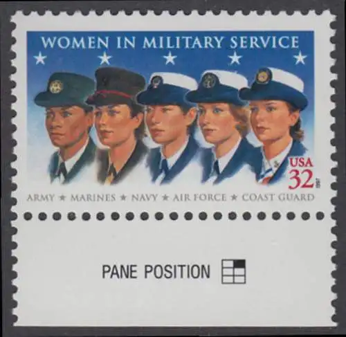 USA Michel 2899 / Scott 3174 postfrisch EINZELMARKE RAND unten - Frauen in den Streitkräften