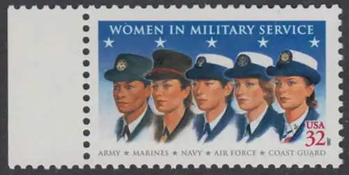 USA Michel 2899 / Scott 3174 postfrisch EINZELMARKE RAND links (a1) - Frauen in den Streitkräften