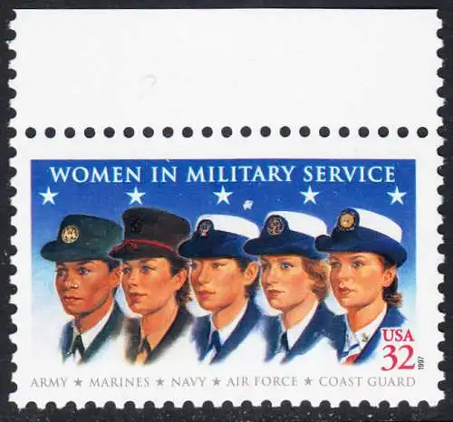 USA Michel 2899 / Scott 3174 postfrisch EINZELMARKE RAND oben - Frauen in den Streitkräften