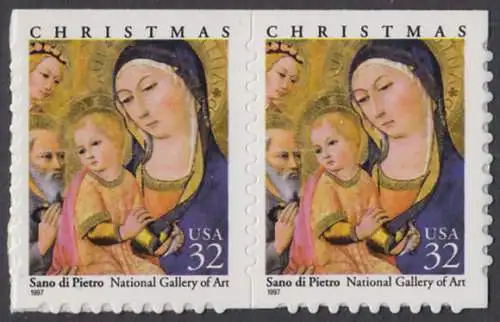 USA Michel 2901 / Scott 3176 postfrisch horiz.PAAR (aus Folioset) - Weihnachten