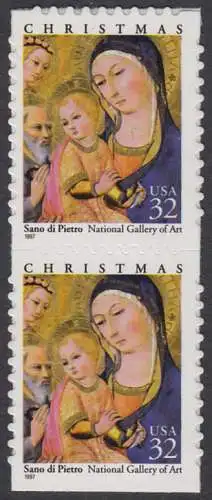 USA Michel 2901 / Scott 3176 postfrisch vert.PAAR (a2 / aus Folioset) - Weihnachten