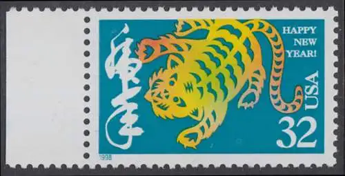 USA Michel 2904 / Scott 3179 postfrisch EINZELMARKE RAND links - Chinesisches Neujahr: Jahr des Tigers