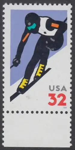 USA Michel 2905 / Scott 3180 postfrisch EINZELMARKE RAND unten - Wintersport: Skifahren