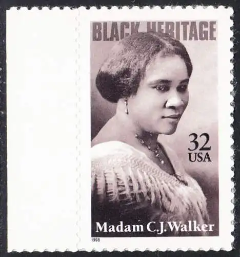 USA Michel 2906 / Scott 3181 postfrisch EINZELMARKE RAND links - Schwarzamerikanisches Erbe: Madam C. J. Walker