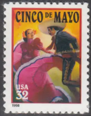 USA Michel 2949 / Scott 3203 postfrisch EINZELMARKE (a2) - Lateinamerikanisches Cinco-de-Mayo-Fest; Tanzpaar in mexikanischer Tracht