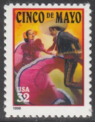 USA Michel 2949 / Scott 3203 postfrisch EINZELMARKE (a3) - Lateinamerikanisches Cinco-de-Mayo-Fest; Tanzpaar in mexikanischer Tracht