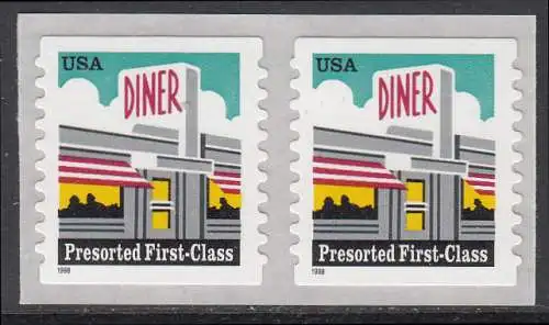 USA Michel 3043 / Scott 3208A postfrisch horiz.PAAR (a1 - coil/selbstklebend) - Restaurant 