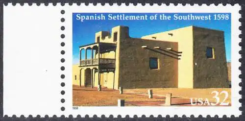 USA Michel 2983 / Scott 3220 postfrisch EINZELMARKE RAND links - 400 Jahre spanische Besiedlung im Südwesten der USA; La Mision de San Gabriel in Española, New Mexico
