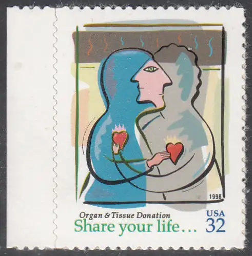 USA Michel 2997 / Scott 3227 postfrisch ÈINZELMARKE RAND links - Aufruf zur Organ- und Gewebespende