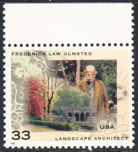 USA Michel 3164 / Scott 3338 postfrisch EINZELMARKE RAND oben - Frederick L. Olmsted; Landschaftsarchitekt