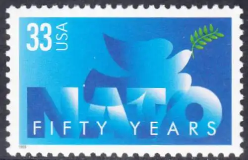 USA Michel 3214 / Scott 3354 postfrisch EINZELMARKE - 50 Jahre Nordatlantikpakt (NATO); Friedenstaube