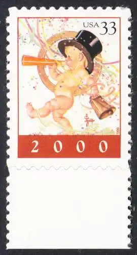 USA Michel 3241 / Scott 3369 postfrisch EINZELMARKE RAND unten - Eintritt in das Jahr 2000: Glückssymbole