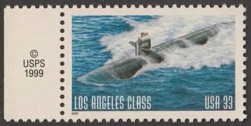 USA Michel 3261 / Scott 3372 postfrisch EINZELMARKE RAND links m/ Copyright Symbol - Submarine LA Class