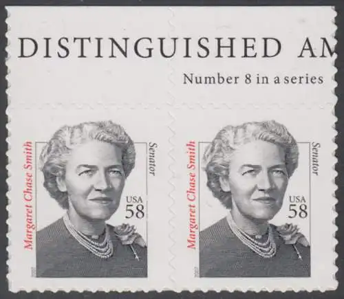 USA Michel 4229 / Scott 3427 postfrisch horiz.PAAR RÄNDER oben - Herausragende Amerikaner: Margaret Chase Smith