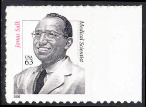 USA Michel 4047 / Scott 3428 postfrisch EINZELMARKE RAND rechts - Herausragende Amerikaner: Jonas Salk