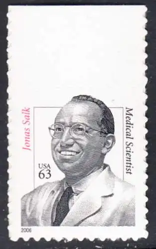 USA Michel 4047 / Scott 3428 postfrisch EINZELMARKE RAND oben - Herausragende Amerikaner: Jonas Salk