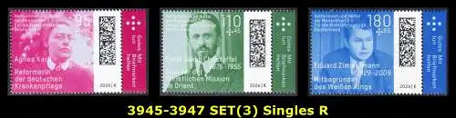 BUND 2026 Michel-# 3945-3947 postfrisch SATZ(3) EINZELMARKEN RÄNDER rechts