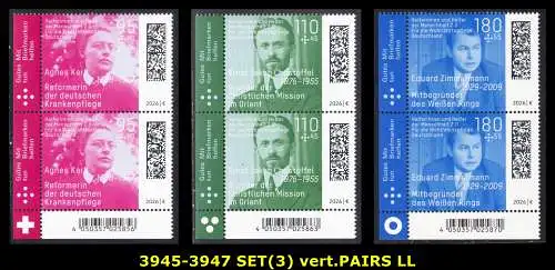 BUND 2026 Michel-# 3945-3947 postfrisch SATZ(3) vert.PAARE ECKRÄNDER unten links