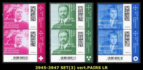 BUND 2026 Michel-# 3945-3947 postfrisch SATZ(3) vert.PAARE ECKRÄNDER unten rechts