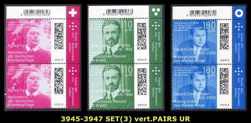 BUND 2026 Michel-# 3945-3947 postfrisch SATZ(3) vert.PAARE ECKRÄNDER oben rechts