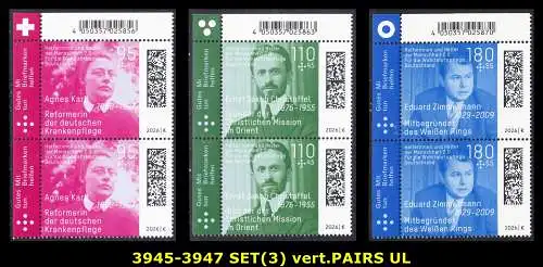 BUND 2026 Michel-# 3945-3947 postfrisch SATZ(3) vert.PAARE ECKRÄNDER oben links