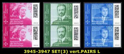 BUND 2026 Michel-# 3945-3947 postfrisch SATZ(3) vert.PAARE RÄNDER links