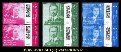 BUND 2026 Michel-# 3945-3947 postfrisch SATZ(3) vert.PAARE RÄNDER rechts