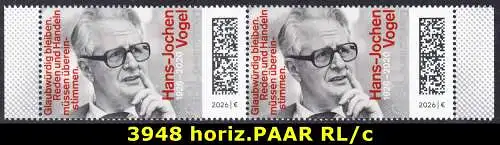 BUND 2026 Michel-# 3948 postfrisch horiz.PAAR RÄNDER rechts/links (c)