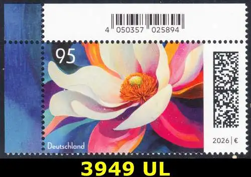 BUND 2026 Michel-# 3949 postfrisch EINZELMARKE ECKRAND oben links