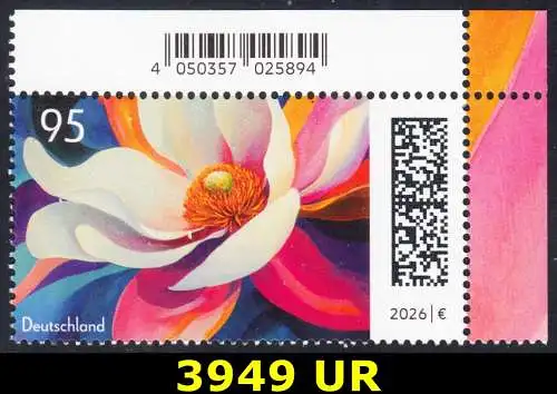 BUND 2026 Michel-# 3949 postfrisch EINZELMARKE ECKRAND oben rechts