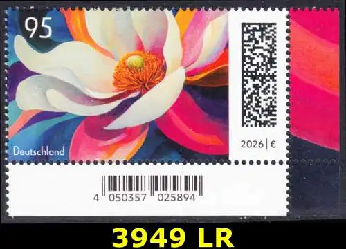 BUND 2026 Michel-# 3949 postfrisch EINZELMARKE ECKRAND unten rechts