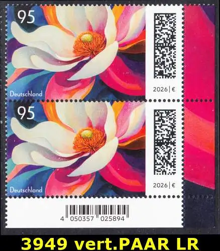 BUND 2026 Michel-# 3949 postfrisch vert.PAAR ECKRAND unten rechts