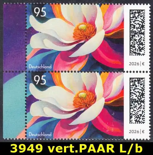 BUND 2026 Michel-# 3949 postfrisch vert.PAAR RÄNDER linka (b)